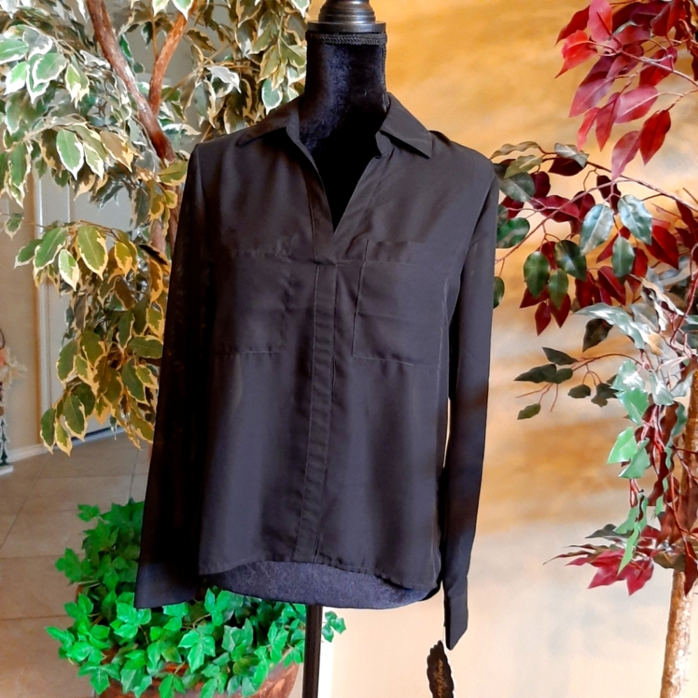 Paisley Sky Ladies Blouse, Sheer Black, Size S/P